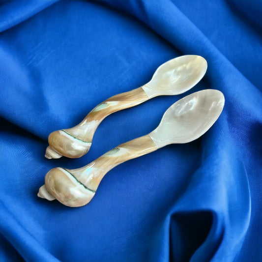Mother of Pearl Seashell Spoons: Coastal Caviar Spoon Set