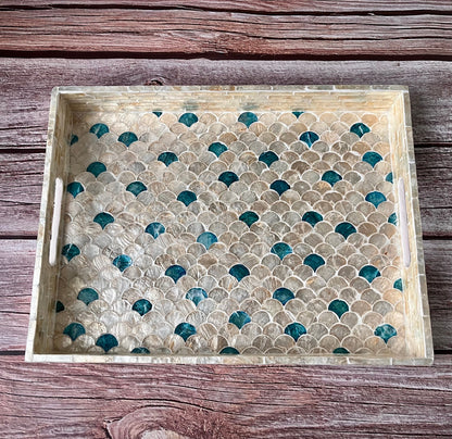 Rectangular Capiz Shell Scallop Tray – Handmade Decorative Tray