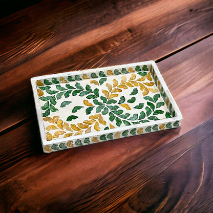 Handmade Mother of Pearl & Capiz Shell Rectangular Tray – Decorative Organizer