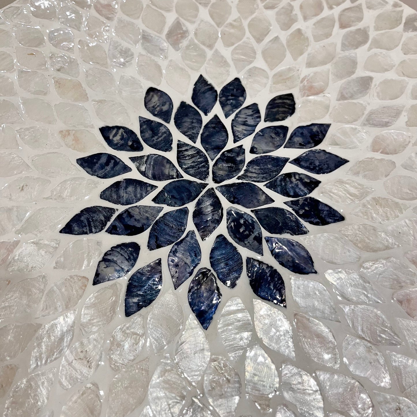 Black Floral Capiz Shell Lazy Susan