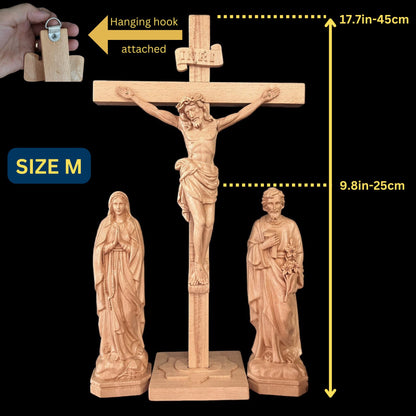 Wooden Crucifix Set – Jesus Christ, Virgin Mary & Saint Joseph