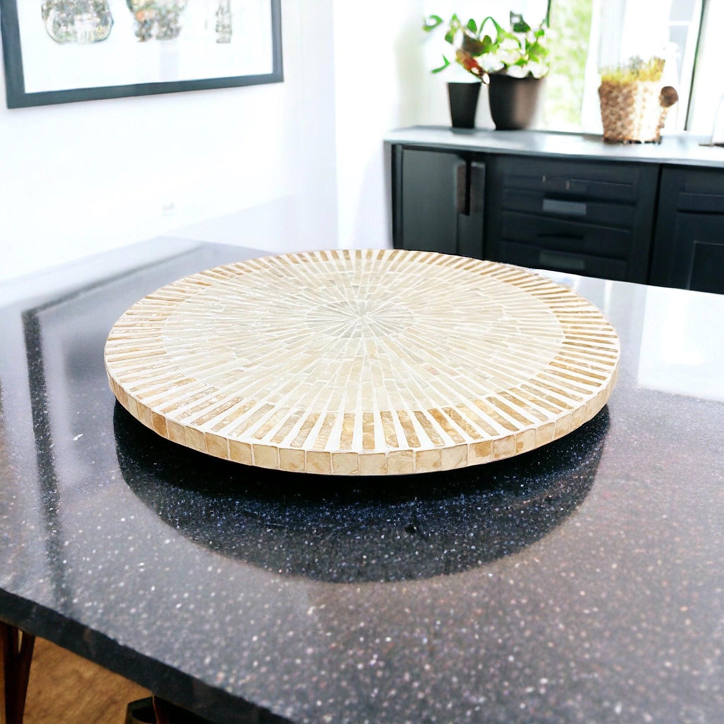 Ivory Capiz Shell Sunburst Lazy Susan