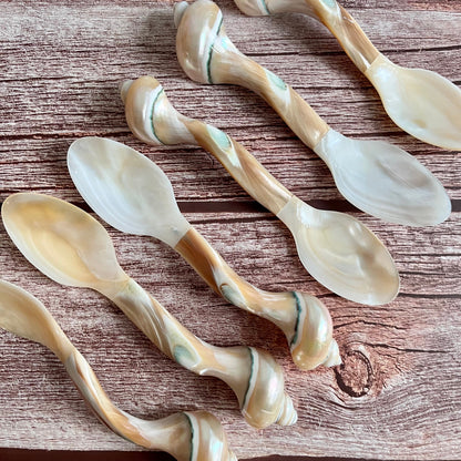 Mother of Pearl Seashell Spoons: Coastal Caviar Spoon Set