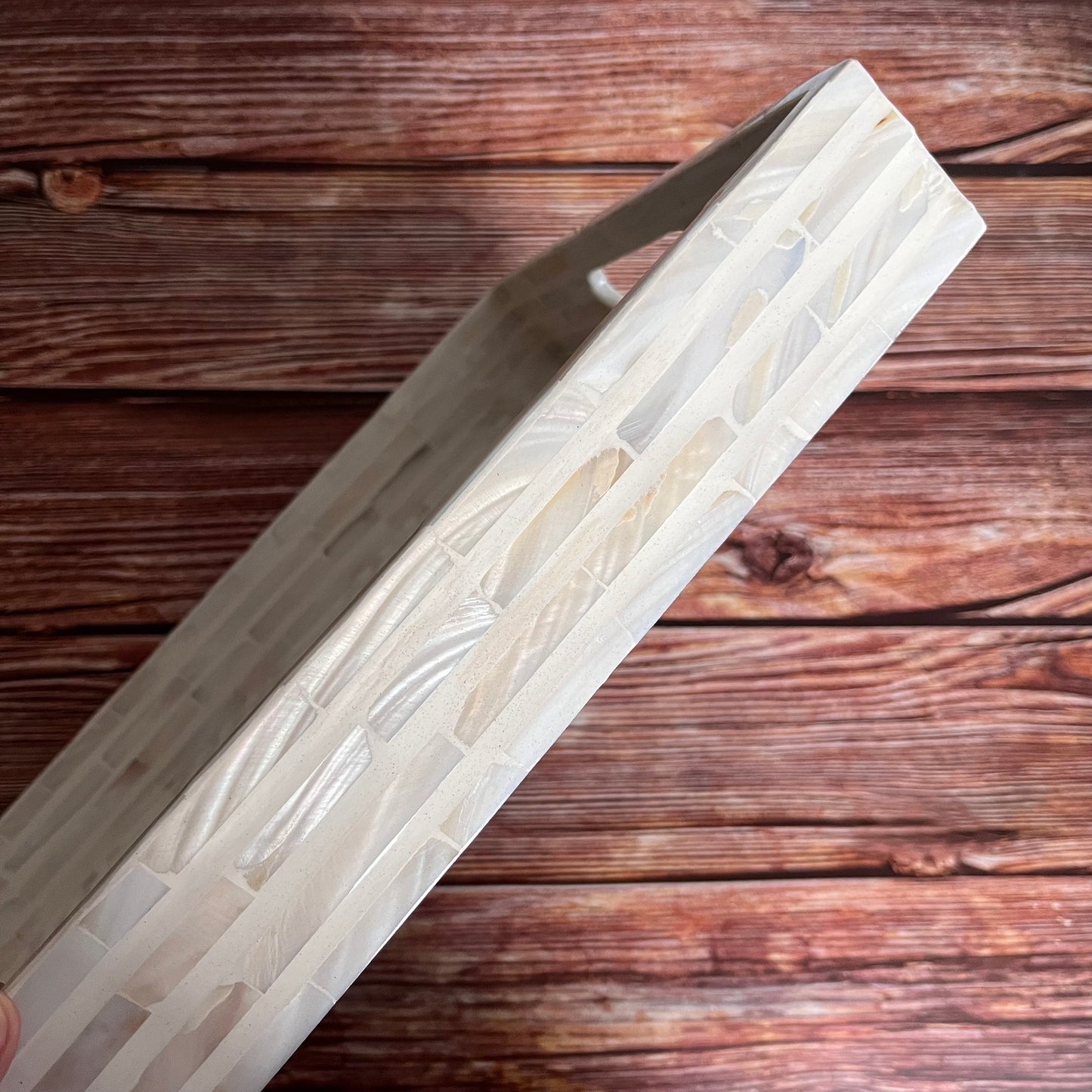 Rectangular Mother of Pearl Inlay Tray – Wave Pattern Decorative Serving Tray