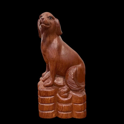 Coonhound Dog Wooden Statue