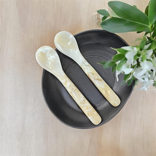 Mother of Pearl Dessert Spoons: Coastal Caviar Serving Set