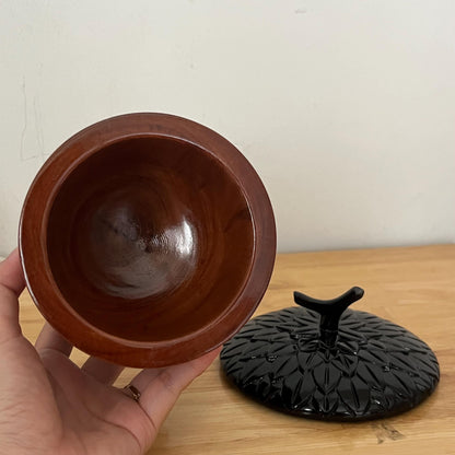 Handmade Wooden Acorn Box: Rustic Kitchen Storage & Jewelry Box