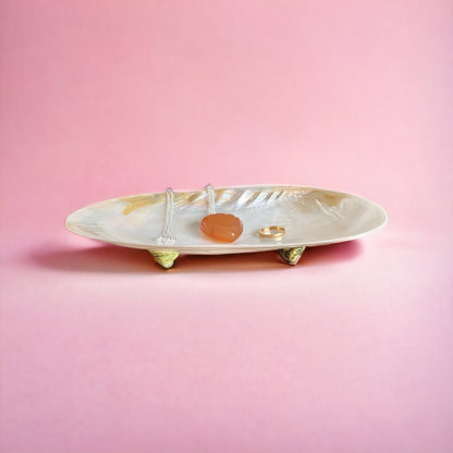Mother of Pearl Shell Dish – Handcrafted Seashell Tray for Jewelry, Snacks & Coastal Home Decor