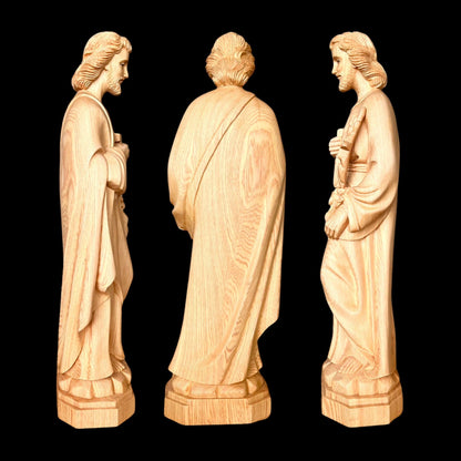 Large Fokienia 37'' Wood Crucifix Cross with Saint Joseph & Mary Statues