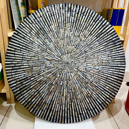 24 inches Black Mother Pearl Round Coffee Table Top D60cm