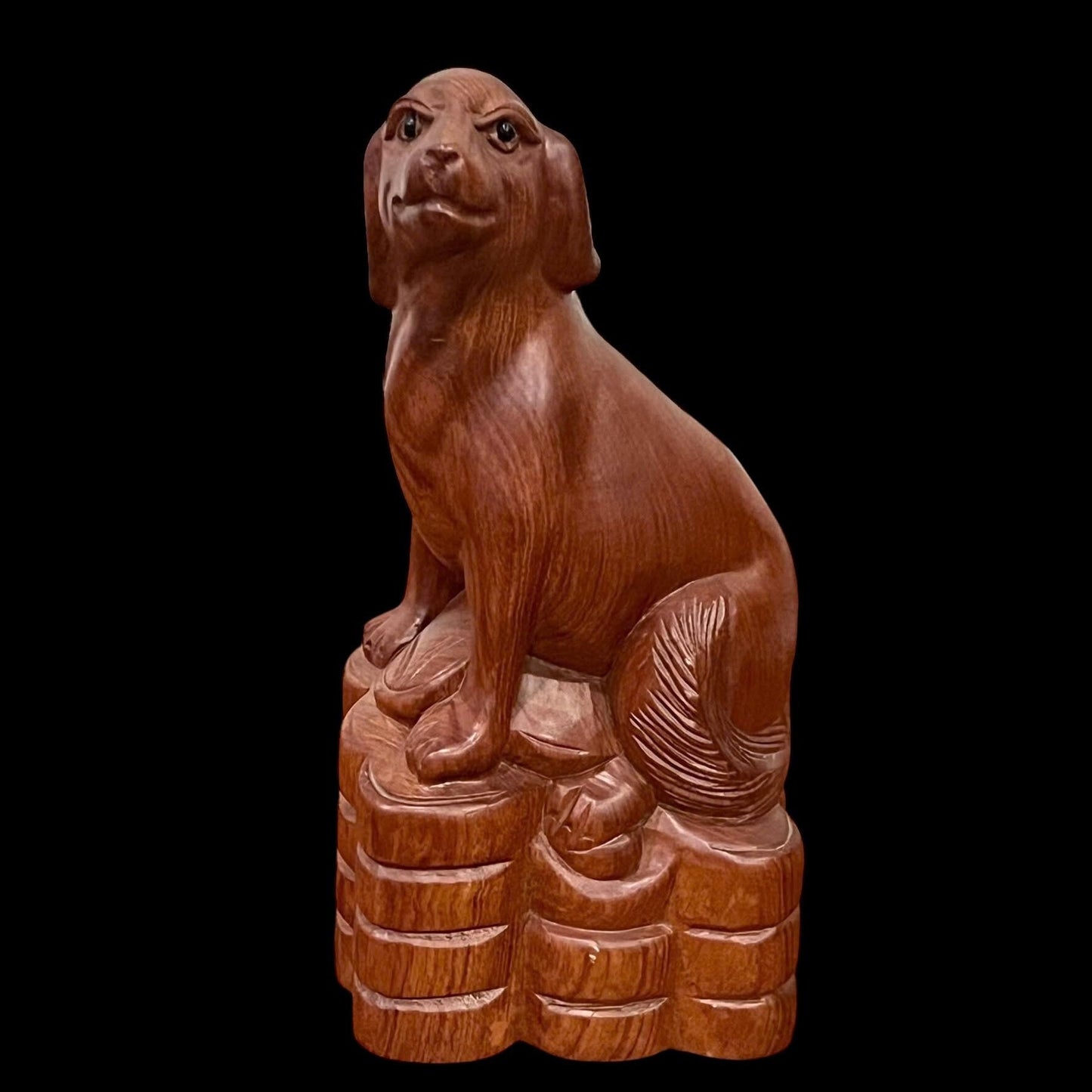 Coonhound Dog Wooden Statue