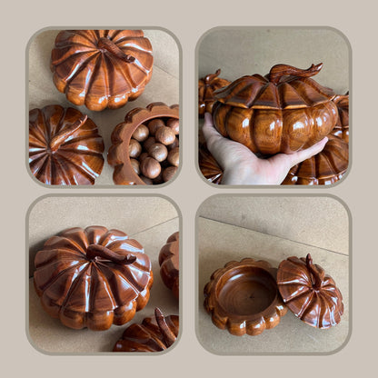 Handmade Wooden Pumpkin Box: Halloween Home Decor, Jewelry Storage