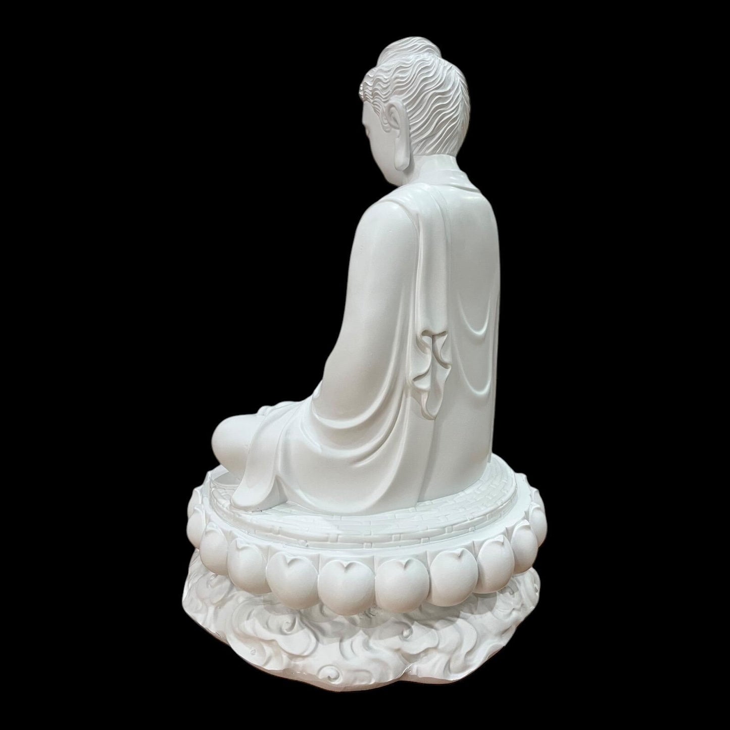 White Gautama Buddha Statue: 15 inches (38 cm) Shakyamuni Meditation Sculpture