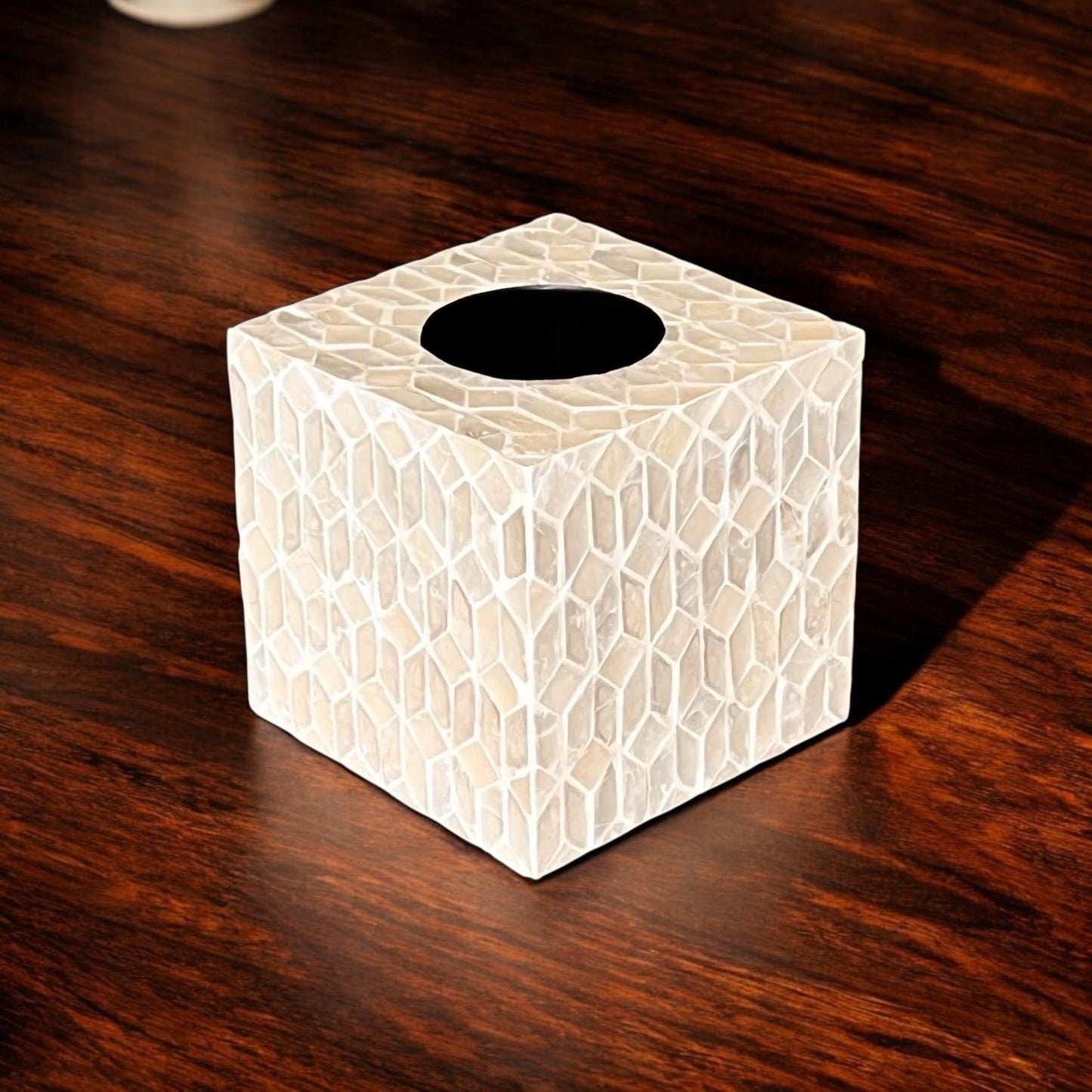 Ivory Capiz Shell Cube Tissue Box Cover
