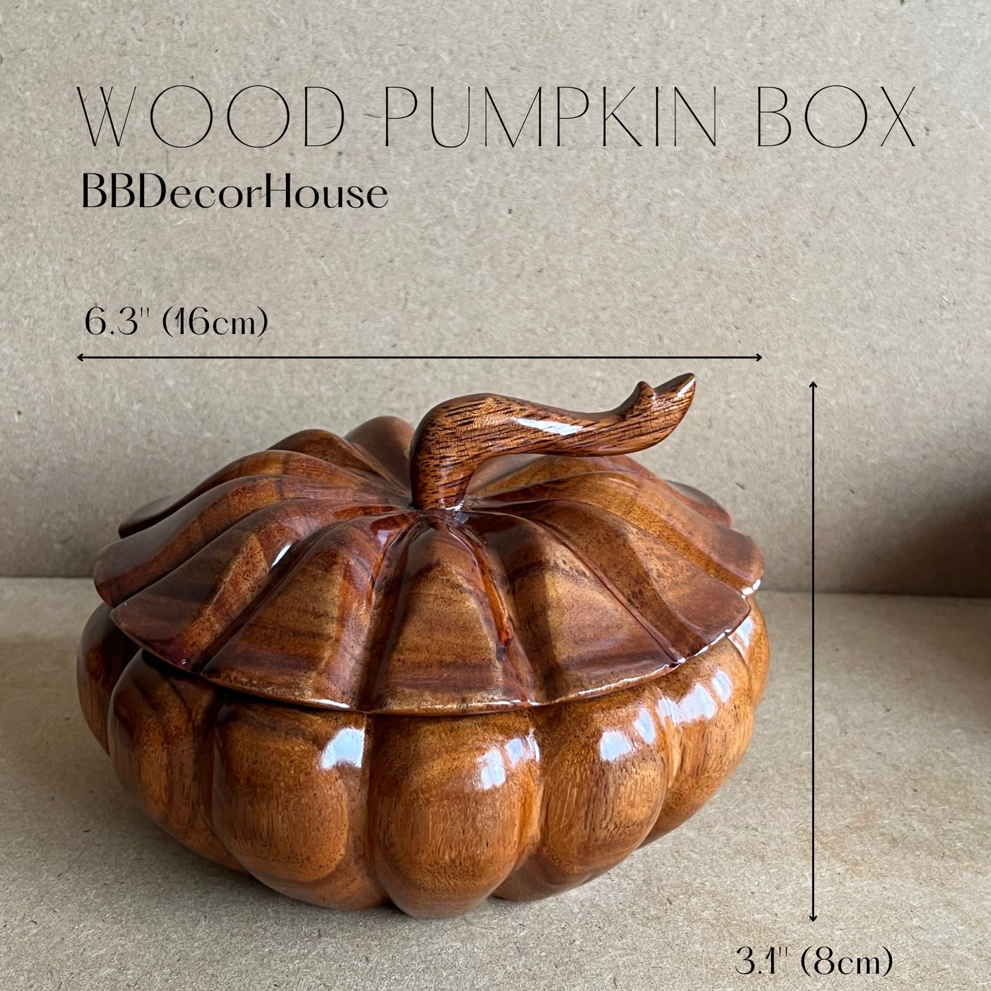 Handmade Wooden Pumpkin Box: Halloween Home Decor, Jewelry Storage