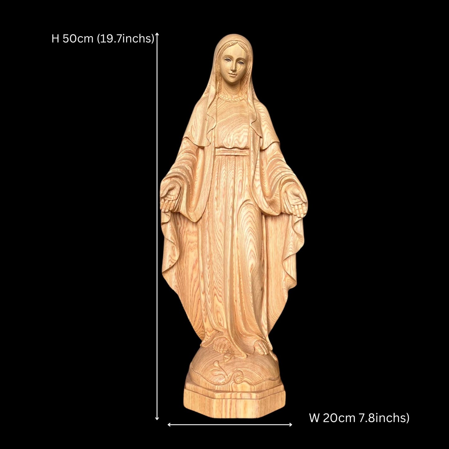 Large Fokienia 37'' Wood Crucifix Cross with Saint Joseph & Mary Statues