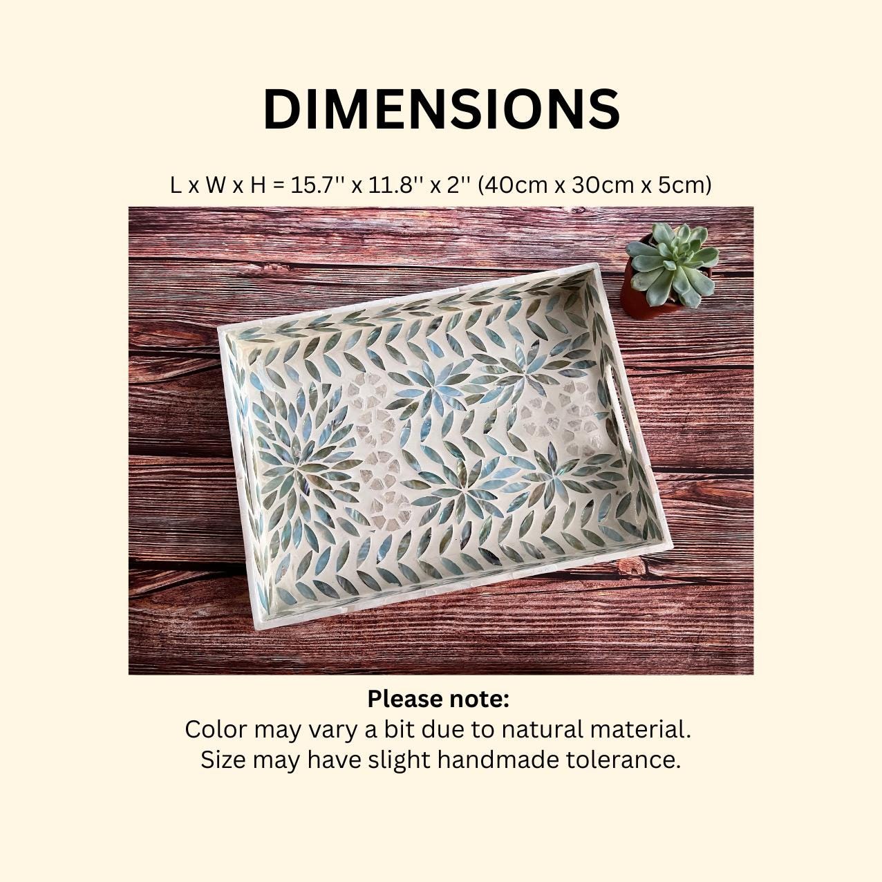 Rectangular Mother of Pearl & Capiz Shell Inlay Tray – Decorative Serving Tray