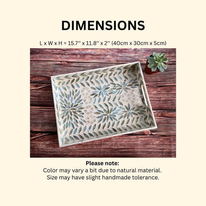 Rectangular Mother of Pearl & Capiz Shell Inlay Tray – Decorative Serving Tray
