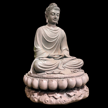 Gray Gautama Buddha Statue made of Artificial Stone Antique Color