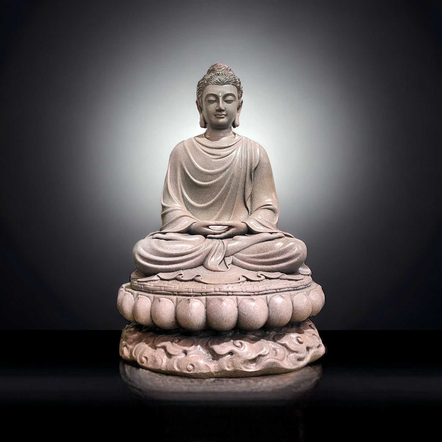 Gray Gautama Buddha Statue made of Artificial Stone Antique Color
