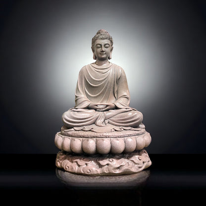 Gray Gautama Buddha Statue made of Artificial Stone Antique Color