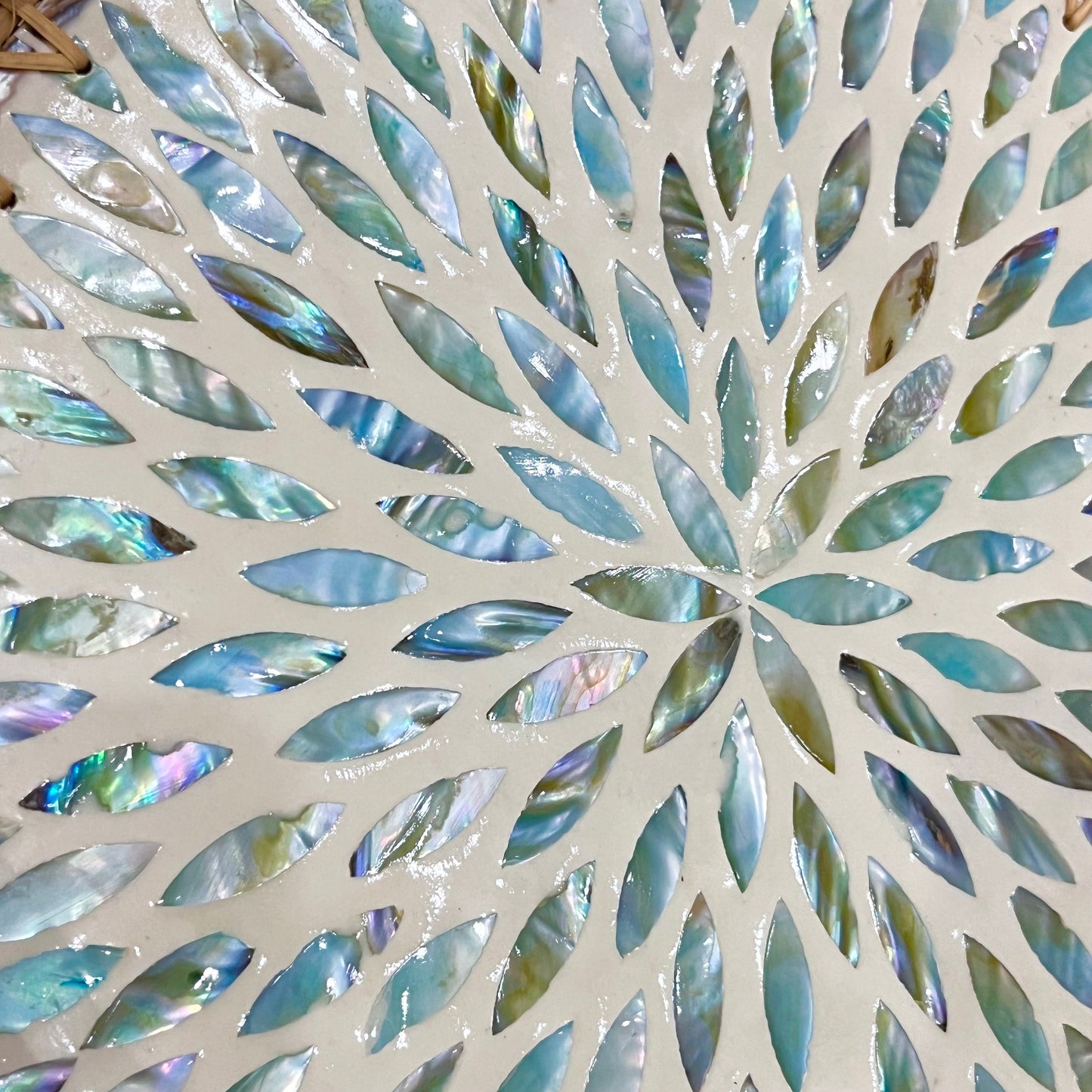 Aqua flower Hand-woven Rattan & Mother Pearl Inlay Serving Tray