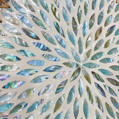 Aqua flower Hand-woven Rattan & Mother Pearl Inlay Serving Tray