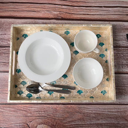 Rectangular Capiz Shell Scallop Tray – Handmade Decorative Tray