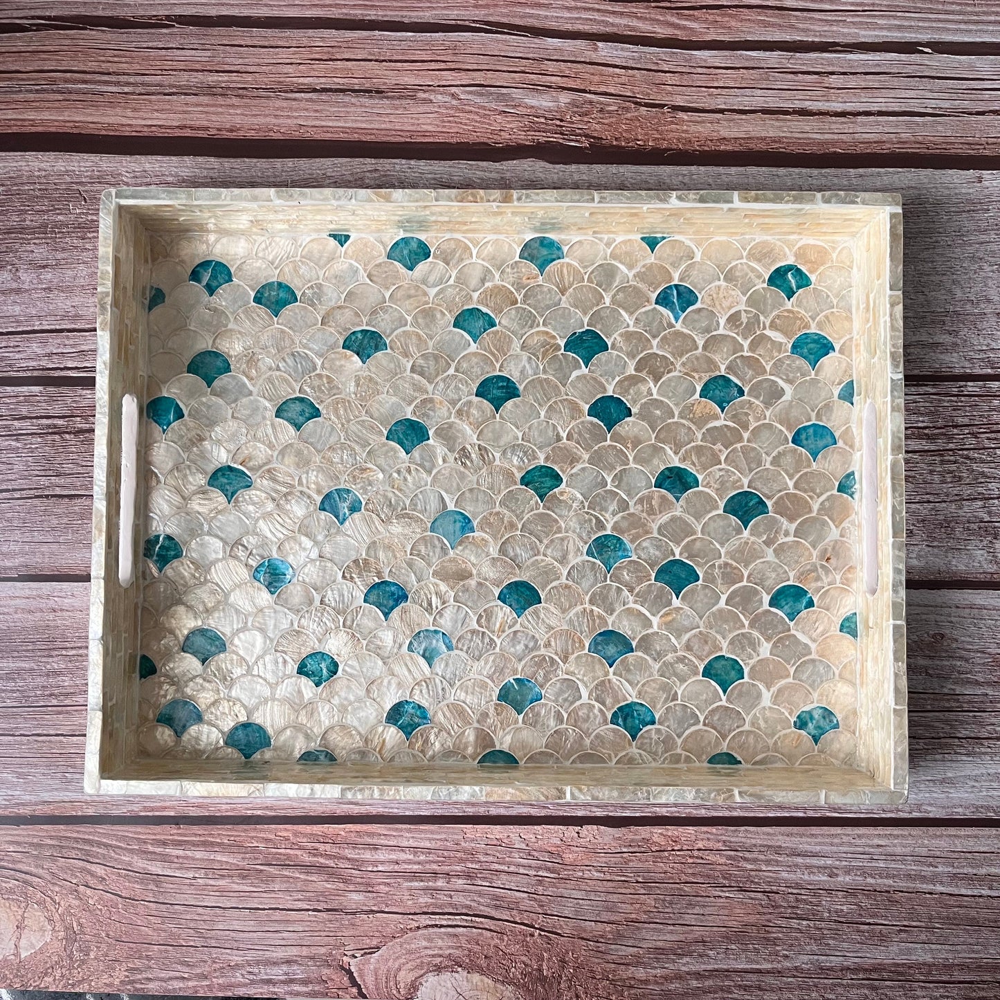 Rectangular Capiz Shell Scallop Tray – Handmade Decorative Tray