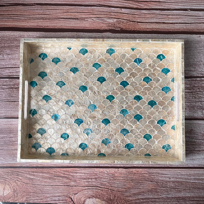 Rectangular Capiz Shell Scallop Tray – Handmade Decorative Tray