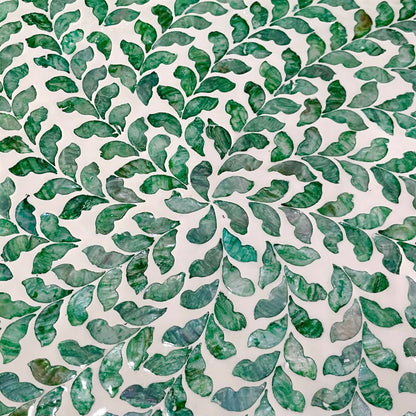 Rectangular Green Leaf Mother of Pearl & Capiz Shell Inlay Tray